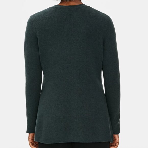 Eileen Fisher Merino Wool Knit V-Neck Pullover Tunic Light Blue Sweater Medium - Picture 7 of 7